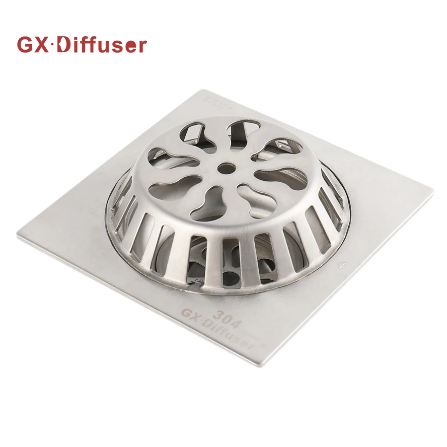 

Shower Floor Drain Bathroom Strainer Stainless Steel 304 Brushed Balcony Balcony Grate Drains GX Diffuser