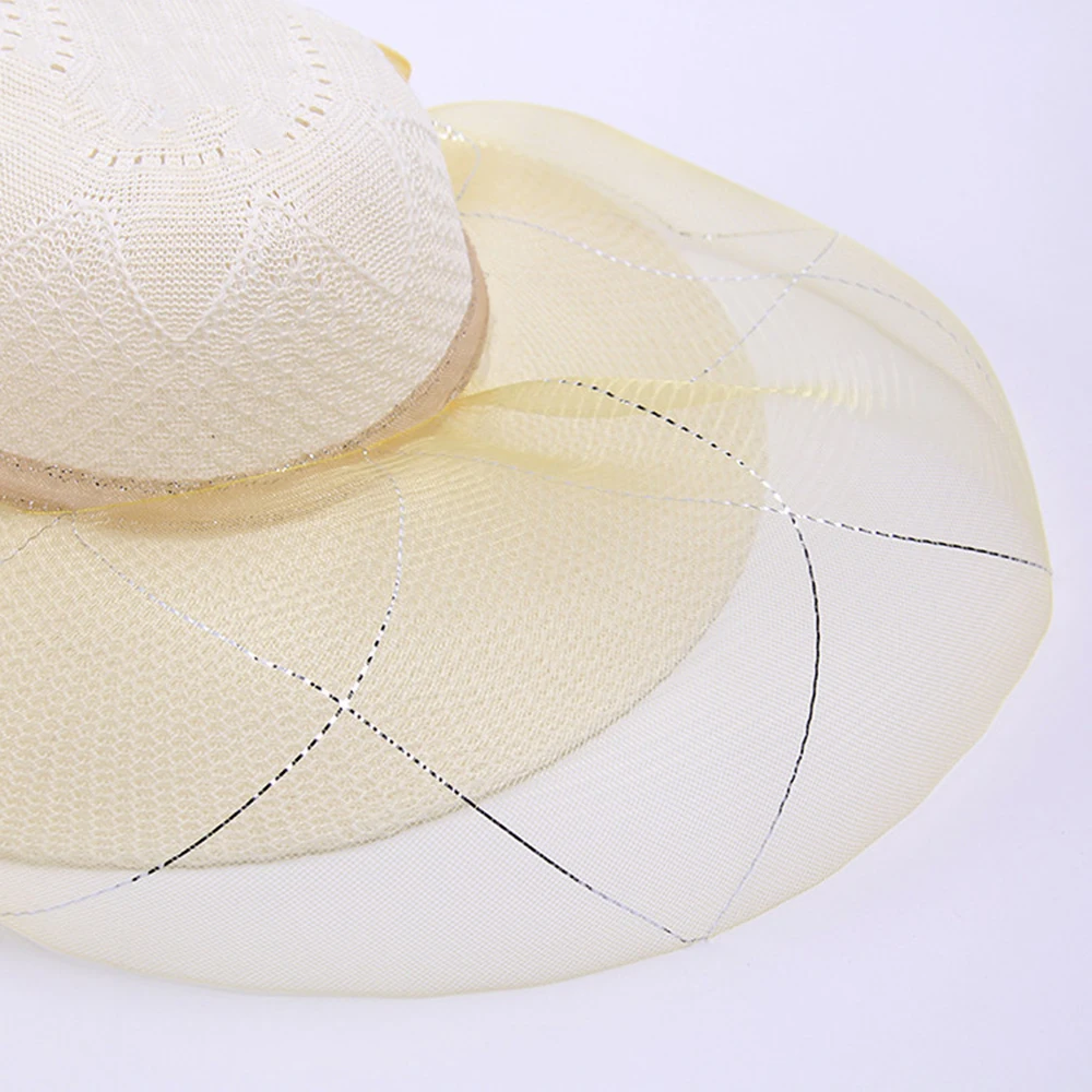 УФ-защита пляжные летние женские гибкие повседневные складывающаяся шляпа от солнца Большие Полями с милым бантом 1 шт