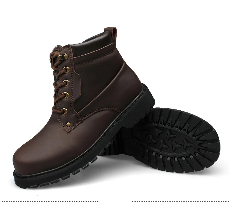 Reetene/высококачественные мужские ботинки из натуральной кожи; Зимняя мужская обувь; очень теплые кожаные мужские ботинки на шнуровке; модные мужские ботильоны