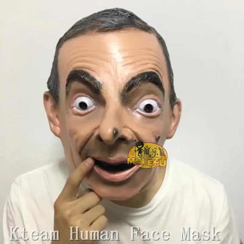 

Funny star mr bean realistic mask Laugh-making star latex mask funny Mr Bean mask masquerade party beckham obma donald mask
