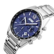 SKMEI 9096 Hommes D’affaires Quartz Montre En Acier Inoxydable Multifonctionnel Montres Étanches Chronographe Brandreloj Deportivo