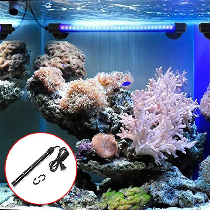 Smuxi 10LED Aquarium Fish Tank Light Underwater Strip Light White Blue