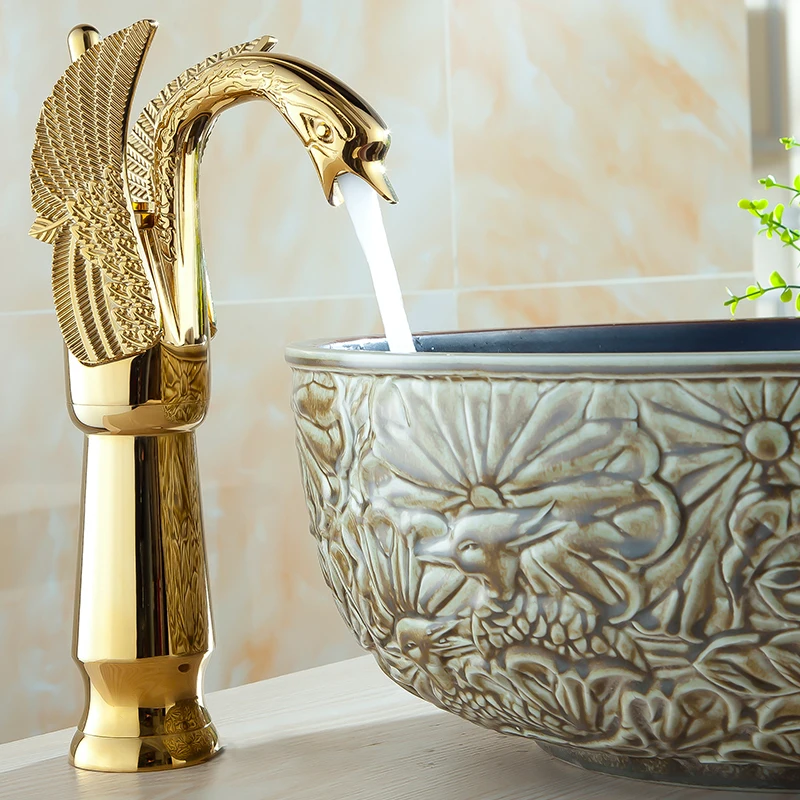 Лебедь смесители для ванной комнаты латунный кран раковина смеситель кран античная латунь& Золотой& хром& розовое золото 9001/9002