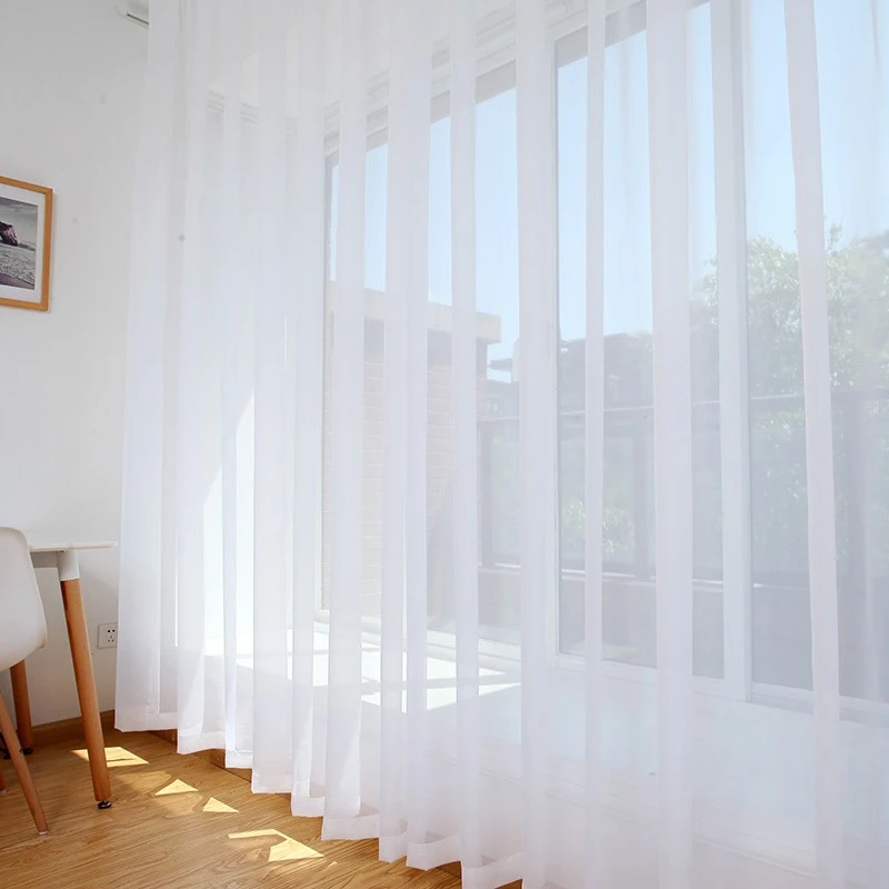 Forro de tela Beige moderno Cortinas para la sala de tul blanco pura telas Cortinas tratamiento de salón X475 #30