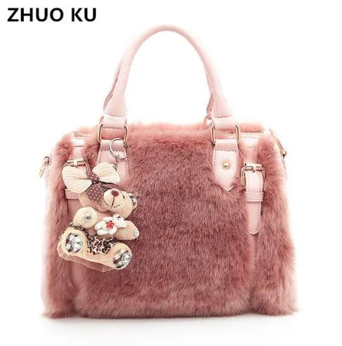 Beste Fashion Nieuwe Bont Luxe Handtassen Vrouwen Tassen Designer Schoudertas dames Grote Hand Tassen Boston Casual Tote met Beer Composiet tas