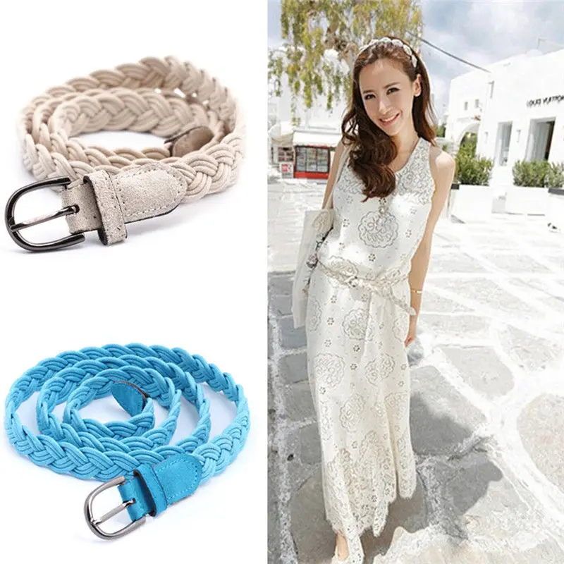 

Women Candy Colors Weave Belt Hemp Rope Braid Belt Female Belt For Dress Clothing 6 Colors