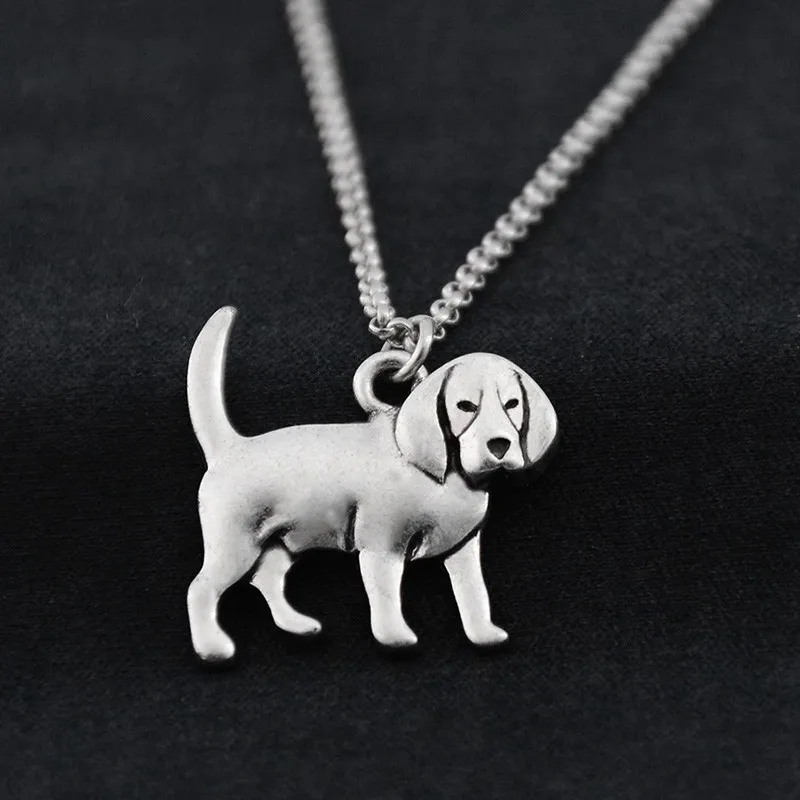 Античное серебряное ожерелье с подвеской для женщин Coonhound массивные ожерелья