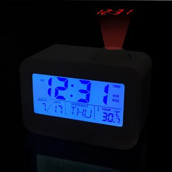 

Projection Clock Digital LED Backlight Alarm Clock Snooze Function Temperature Calendar Display 12/24 Hours