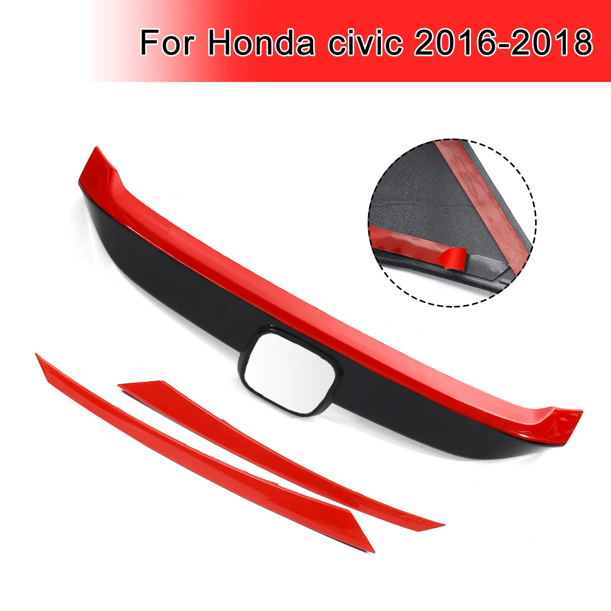 3 шт./компл. бамперная решетка Подрезка Чехлы для Honda Для civic глянцевый черный+ красный