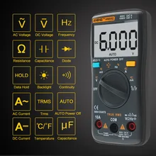 AN8002 Digital Multimeter 6000 Counts AC / DC Ammeter Voltmeter ohm Current Power Meter Temperature Electronic Test AN8002 Digital Multimeter 6000 Counts AC / DC Ammeter Voltmeter ohm Current Power Meter Temperature Electronic Test