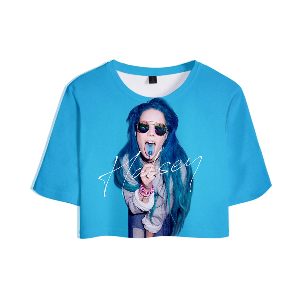 Кроп топ Halsey женский с 3D принтом модная летняя футболка коротким рукавом лидер