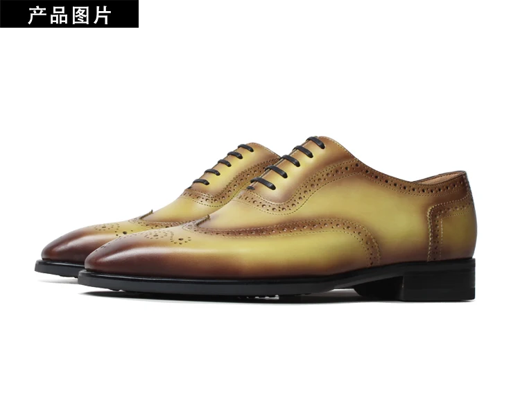VIKEDUO стильные официальные модельные туфли из натуральной кожи полные броги Свадебные офисные мужские туфли Patina ручной работы модная обувь мужские