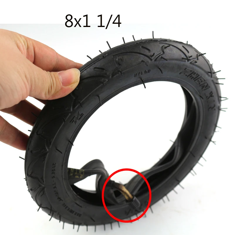 Good quality 8 inch tyre 8X1 1/4 Scooter Tire& Inner Tube Set Bent Valve Suits Bike Electric / Gas Scooter Tyre