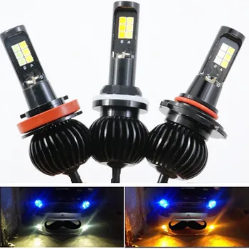 

2PCS Car Fog Light Lamps H3 H11 H7 9005 HB3 9006 HB4 H27 880 LED Fog Driving White Yellow ice blue Dual Color 12V 20W