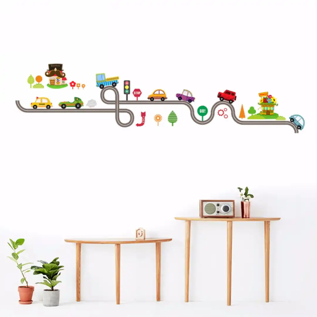 Mayitr Cartoon Car Wall Sticker Train Ship Car Pattern Decals Art Kids Baby Nursery Home Bedroom Living Room Stickers Decoratio