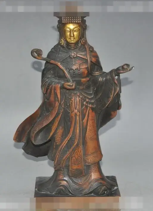 

S06026 12"China buddhism Fane bronze gilt Mazu god Kwan-Yin Goddess buddha Statue joss