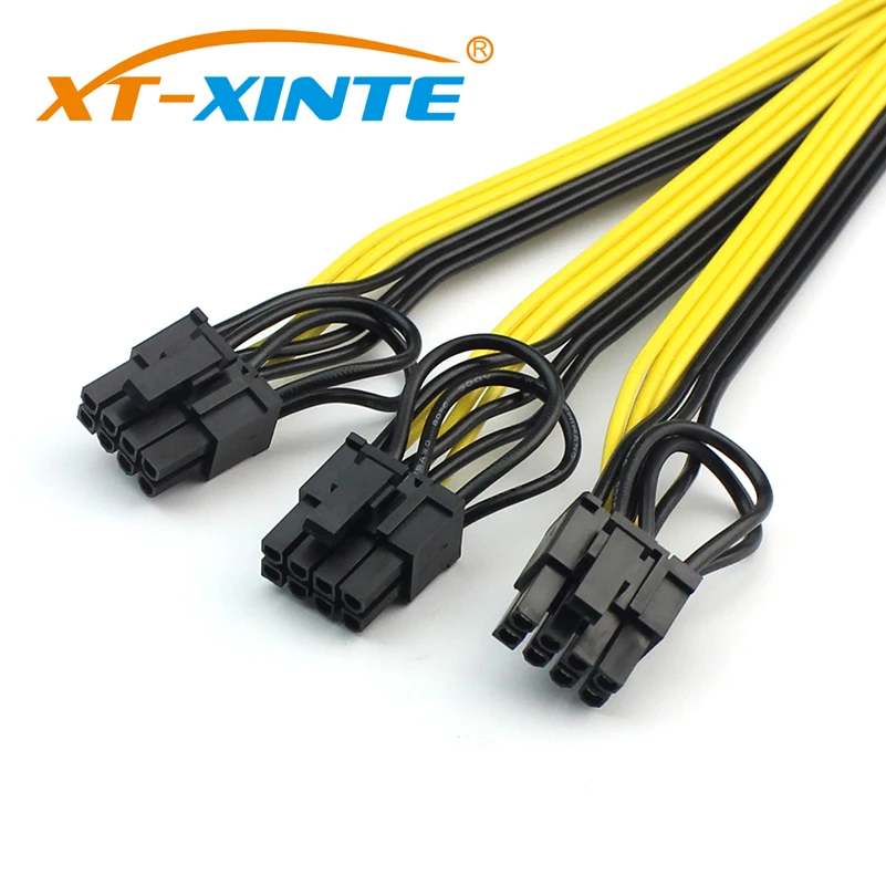 XT-XINTE Power Supply Cable Card 1 to 3 6Pin + 2pin Adapter Cable Cord with Jacket Main Line 12AWG+18AWG Sub Line for Mining BTC
