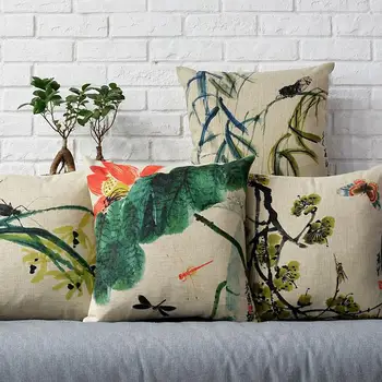 

Retro Modern Bird Ink flowers pillow ,Flowers Watercolor floral cushion ,decorative pillowcases,cushions home decor