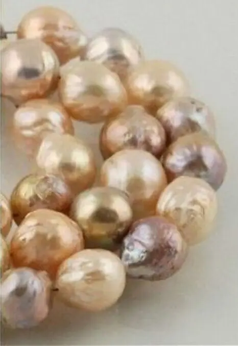

12mm natural south seas pink purple multicolor pearl necklace 18inch