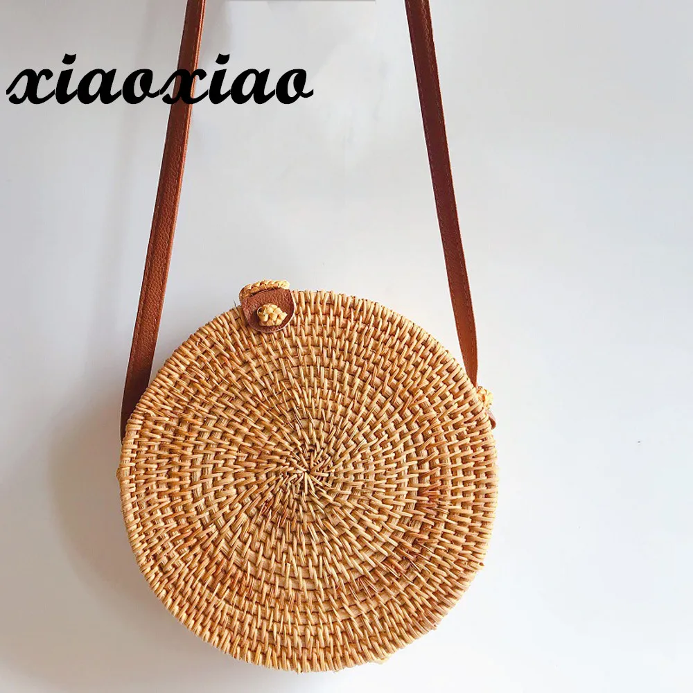 

2018 Round Straw Bags Women Summer Rattan Bag Handmade Woven Beach Cross Body Bag Circle Bohemia Handbag Bali Lowest price L31