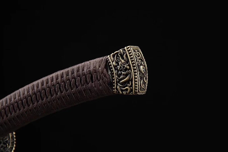 Chinese Qing Dynasty Sword Fully Hand-made Damascus Folded Steel Red Straight Balde Oil Quenched&Hand Polished Collection sword