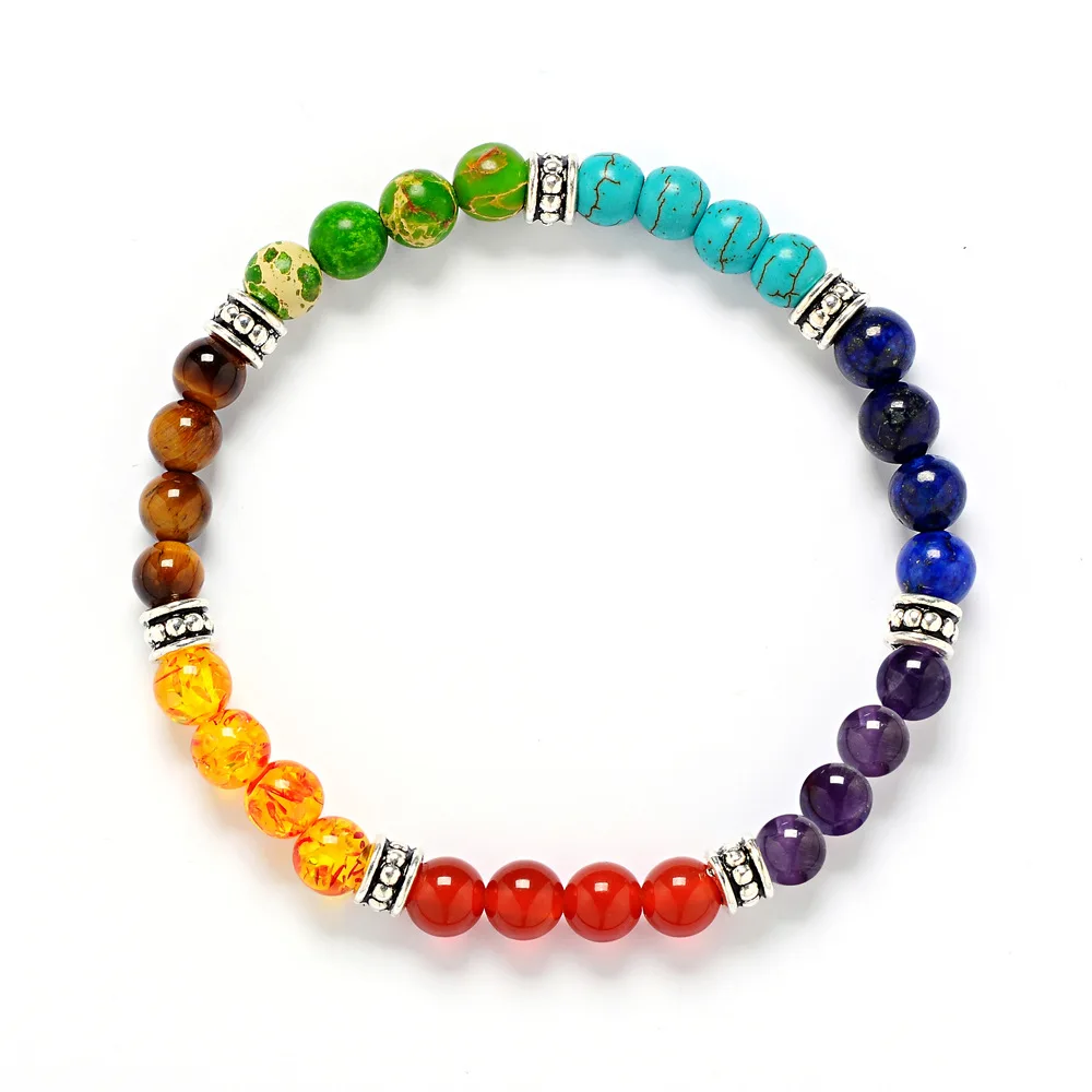 High Quality 6MM 7 CHAKRA bracelets natural stone beads seven chakras