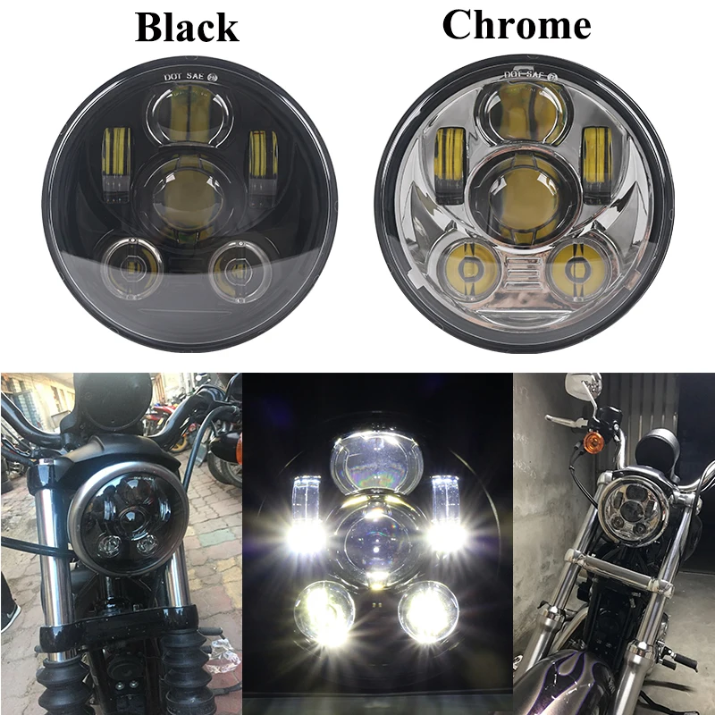 

1Pc 5-3/4" 5.75" LED Headlight H4 Hi/Lo Beam Headlamp for Motorcycle XG750 XL883L XL883N XL1200V FLSTSB VRSCD