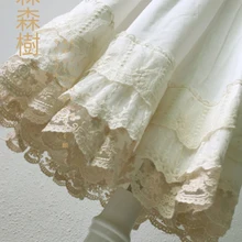 Японский Mori Girl многослойная кружевная хлопковая юбка женская белая Фея вышивка плиссированная принцесса Нижняя юбка кавайная юбка A285-1