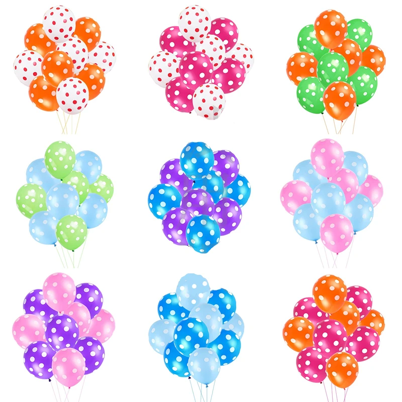 

10pcs/Lot Polka Dot Latex Balloons 2.8g Candy Color Round Dots Wedding Decorations Supplies Baby Shower Party Balloons