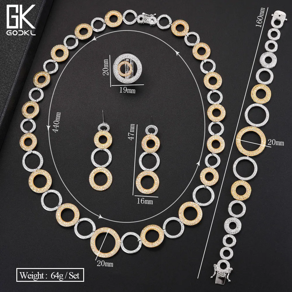 GODKI Elegant Bubble Circle African 4pcs Bridal Zircon Jewelry Sets For Women Party Dubai Nigeria Crystal Wedding Jewelry Set