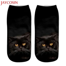 KLV, женские носки, популярные забавные короткие носки унисекс, носки до щиколотки с 3D принтом кота, повседневные носки ST7