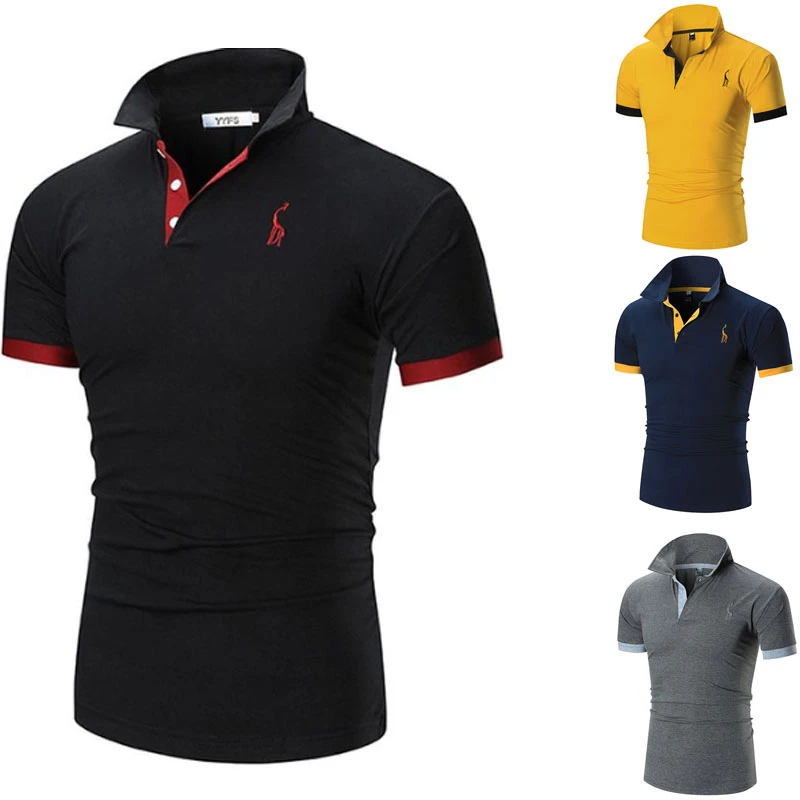 18 メンズポロシャツブランド男性半袖カジュアルスリム無地鹿刺繍ポロシャツ Polo Aliexpress