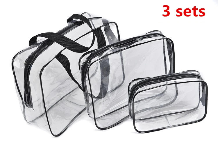 HLDAFA 3 шт набор ПВХ Дорожная сумка женская прозрачная сумка для хранения пластиковая сумка на молнии Водонепроницаемая косметичка