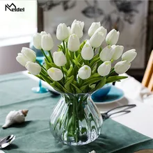 Meldel 10 шт. цветок тюльпана Свадебный букет невесты Искусственный ПУ Тюльпан цветы Белый Желтый DIY домашний декор для вечеринки выпускного вечера