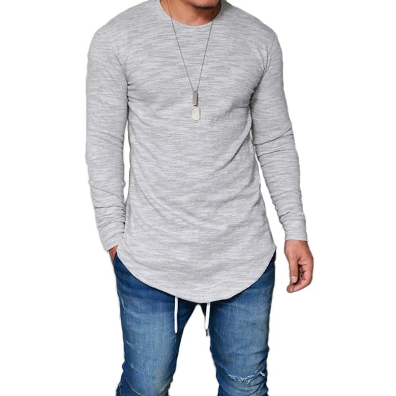 New Slim Extend Men T shirt Sides Casual Long Sleeve Irregular Design ...