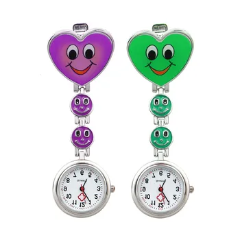 

New Heart Shape Pocket Medical Nurse Brooch Fob Watch Women Dress Watches Clip-on Pendant Hanging Quartz Watch Clock