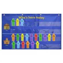 Godery Who Is Here Today Attendance Pocket Chart Suitable for Classroom, Preschool, Kindergarten with 36 Replacement Cards