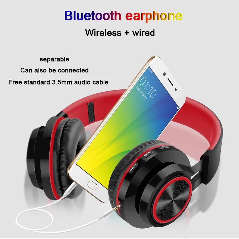 Wireless+wired Bluetooth earphone TF MP3 FM Three-in-one function New Compatible with all device Bluetooth gaming Earphones