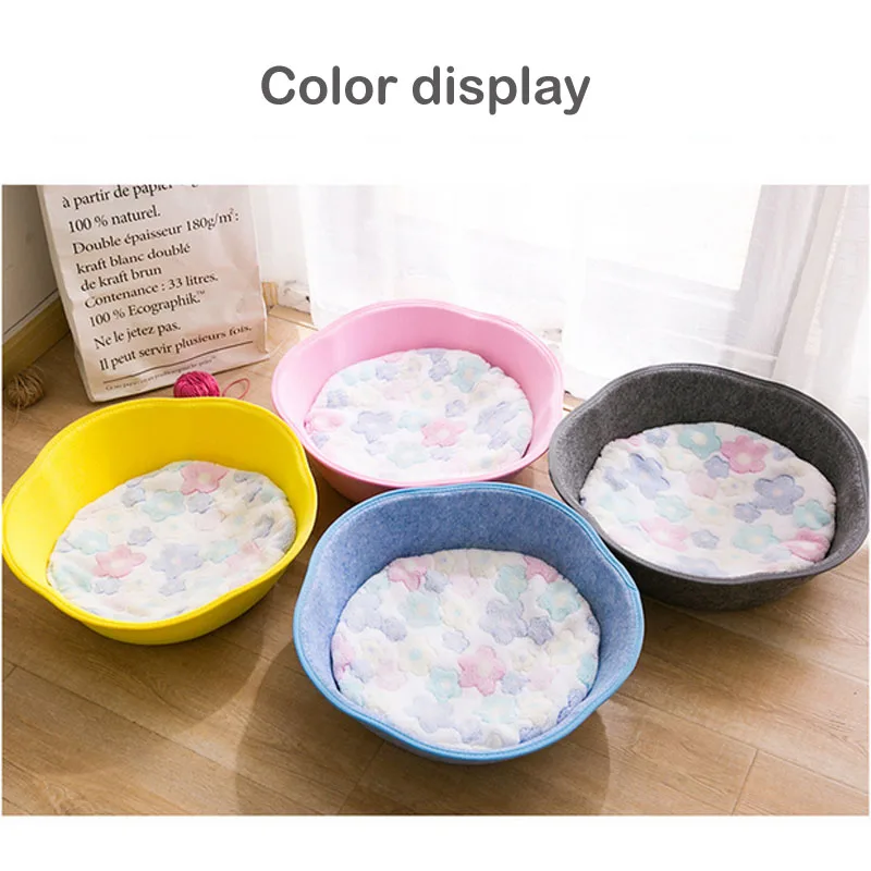 

Cat House dog Bed Scratcher Cat Villa Cat Dog House Pet Removable Washable Felt Nest For Cat All seasons bed Pet Flower Nest