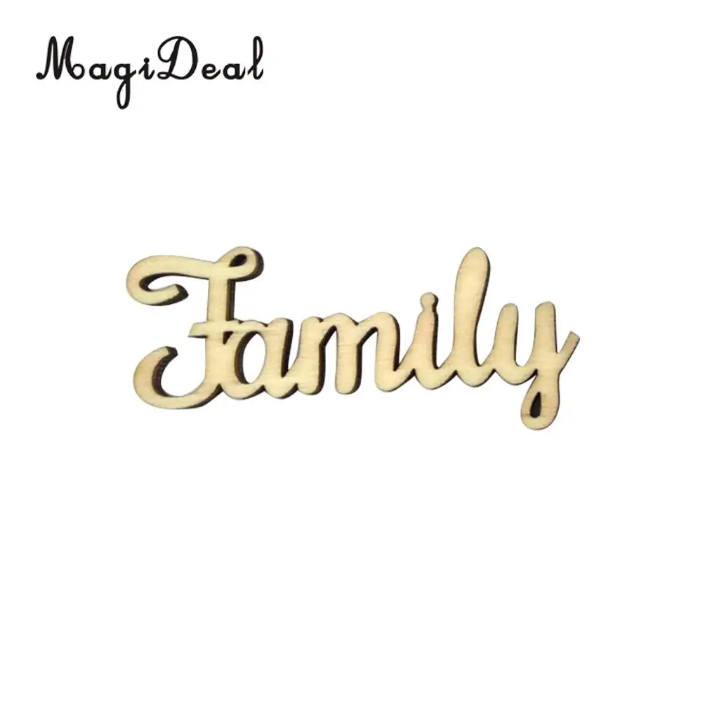 5 X en bois MDF famille mot script for Family Tree Crafts Large 110 mm x 45 mm 