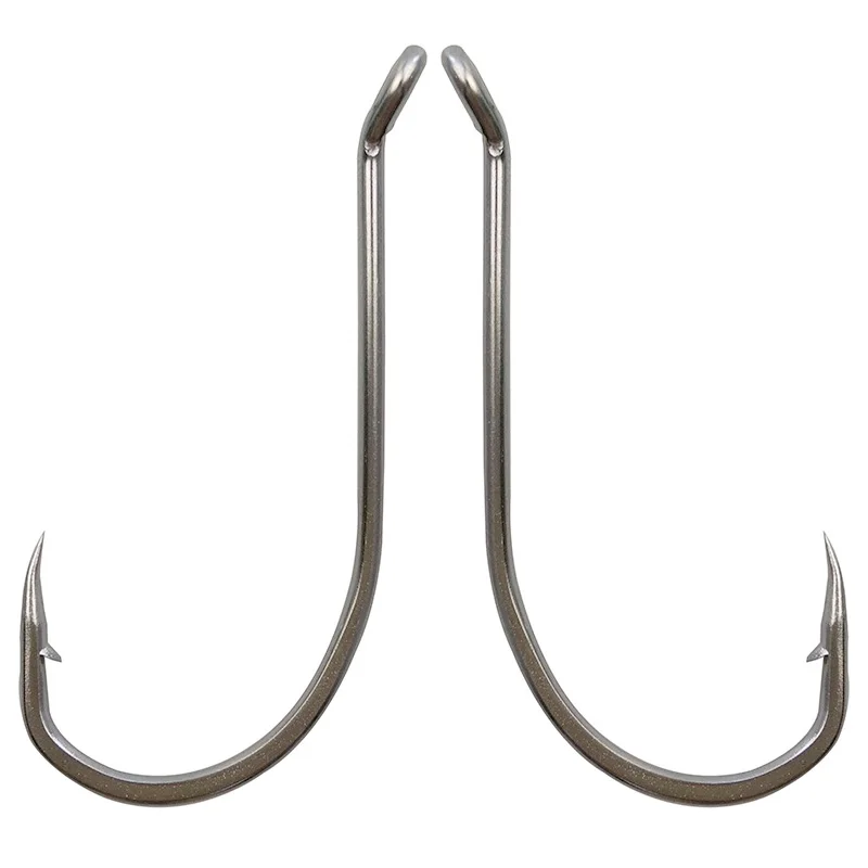 50pcs 92554 Stainless Steel Fishing Hooks White Offset Long Shank