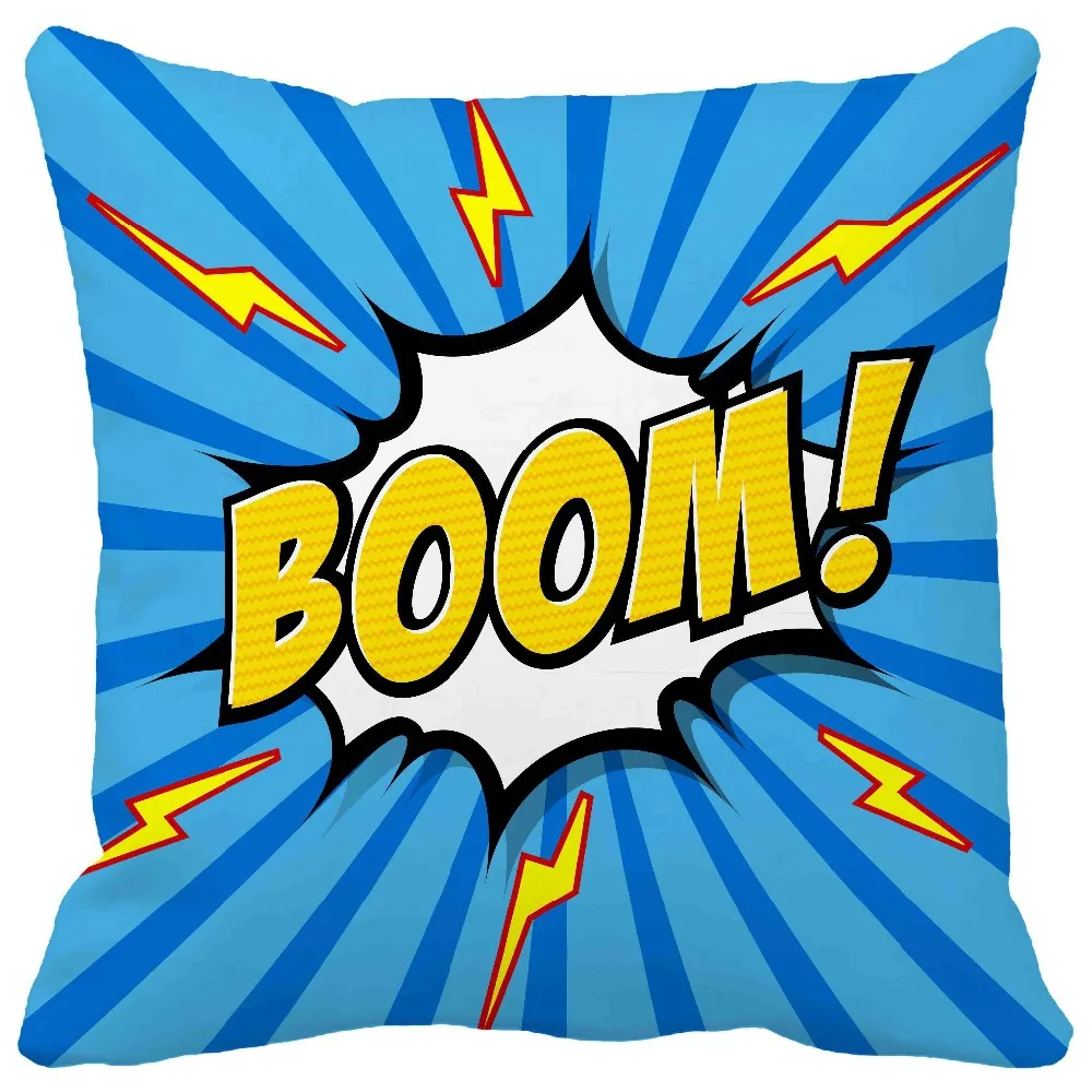 Синий комиксов весело Ray флэш бум печати Пледы Подушки Домашний Декор