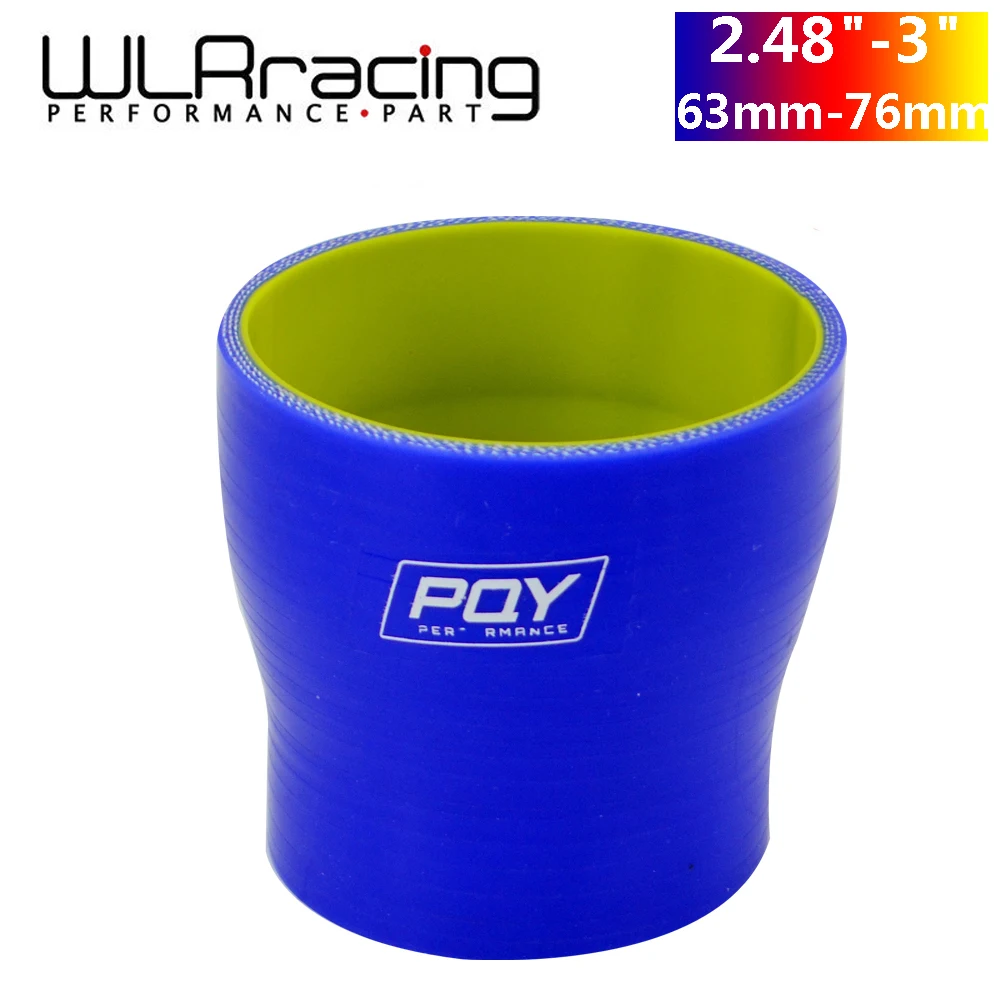 WLR RACING-синий и желтый 2,4"-3" 63 мм-76 мм силиконовый шланг прямой Редуктор Соединительная муфта с логотипом PQY WLR-SH250300-QY