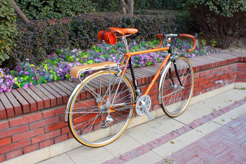 Sale 700C road bike 27 speed bike retro bicycle CR-MO frame / fork city bike frame color / height can be customized Reynolds520 frame 10