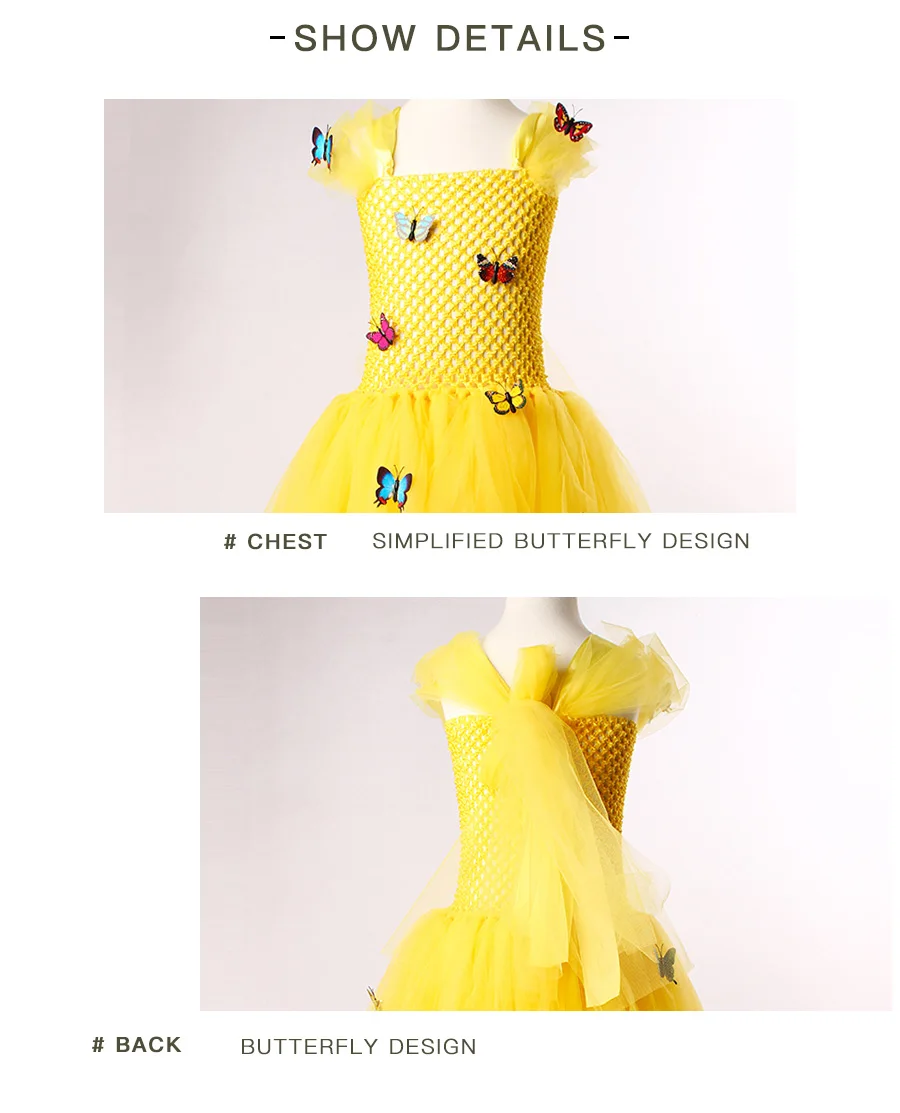 Beautiful Belle Princess Tutu Dress Extra Full Girls Butterfly Flower Dress Beauty and The Beast Halloween Party Costume (10)