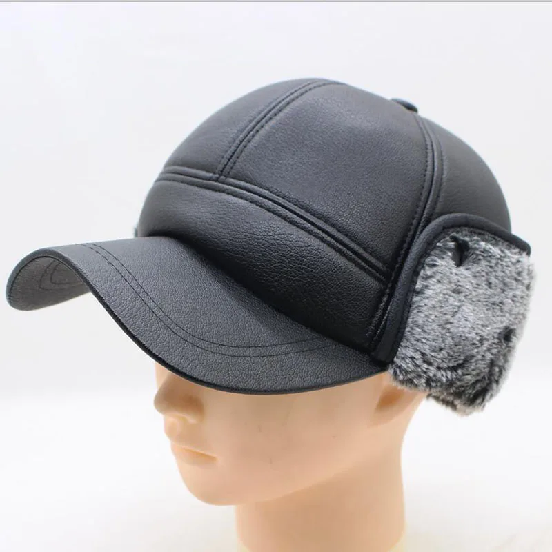 BING YUAN HAO XUAN, зимняя мужская бейсбольная кепка, теплая, плюс толстый бархат, шапка с ушками, черная бейсболка, кепка для папы, Casquette - Цвет: white