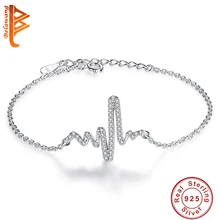 Браслет из стерлингового серебра 925 пробы, кристалл сердцебиения, регулируемый браслет для женщин, романтические украшения в подарок паре