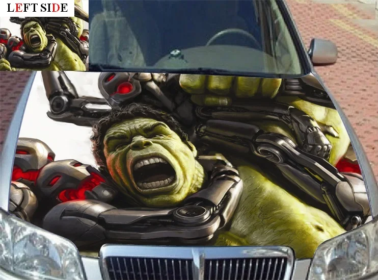 

LEFT SIDE Car Stickers Vinyl The Hulk Green Giant Engine Hood Car Covers Styling Customize Size for all Vehicles Black Fresh