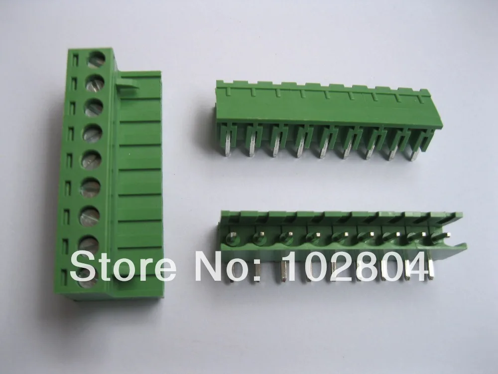 

5 Pcs Pitch 5.08mm Angle 9way/pin Screw Terminal Block Connector Green Color L Pluggable Type