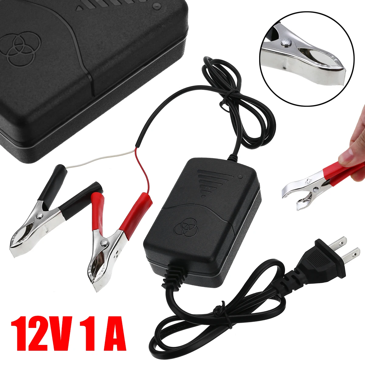 Mayitr 1pc DC 12V 1A Battery Charger Smart Volt Maintainer Trickle With LED Indicator FOR RV Car Truck Motorcycle Mower
